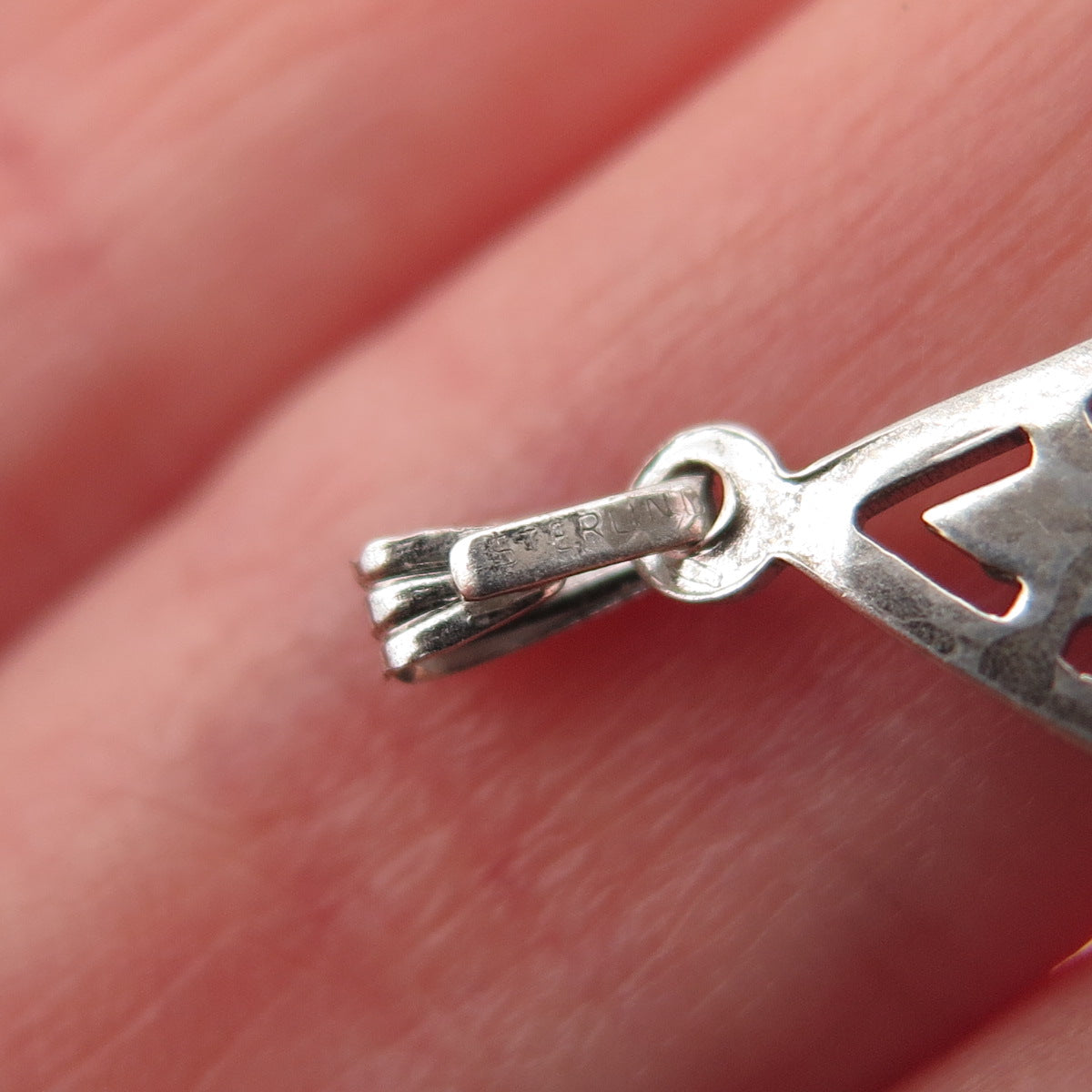 925 Sterling Silver Vintage Real Diamond Teardrop Mini Charm Pendant