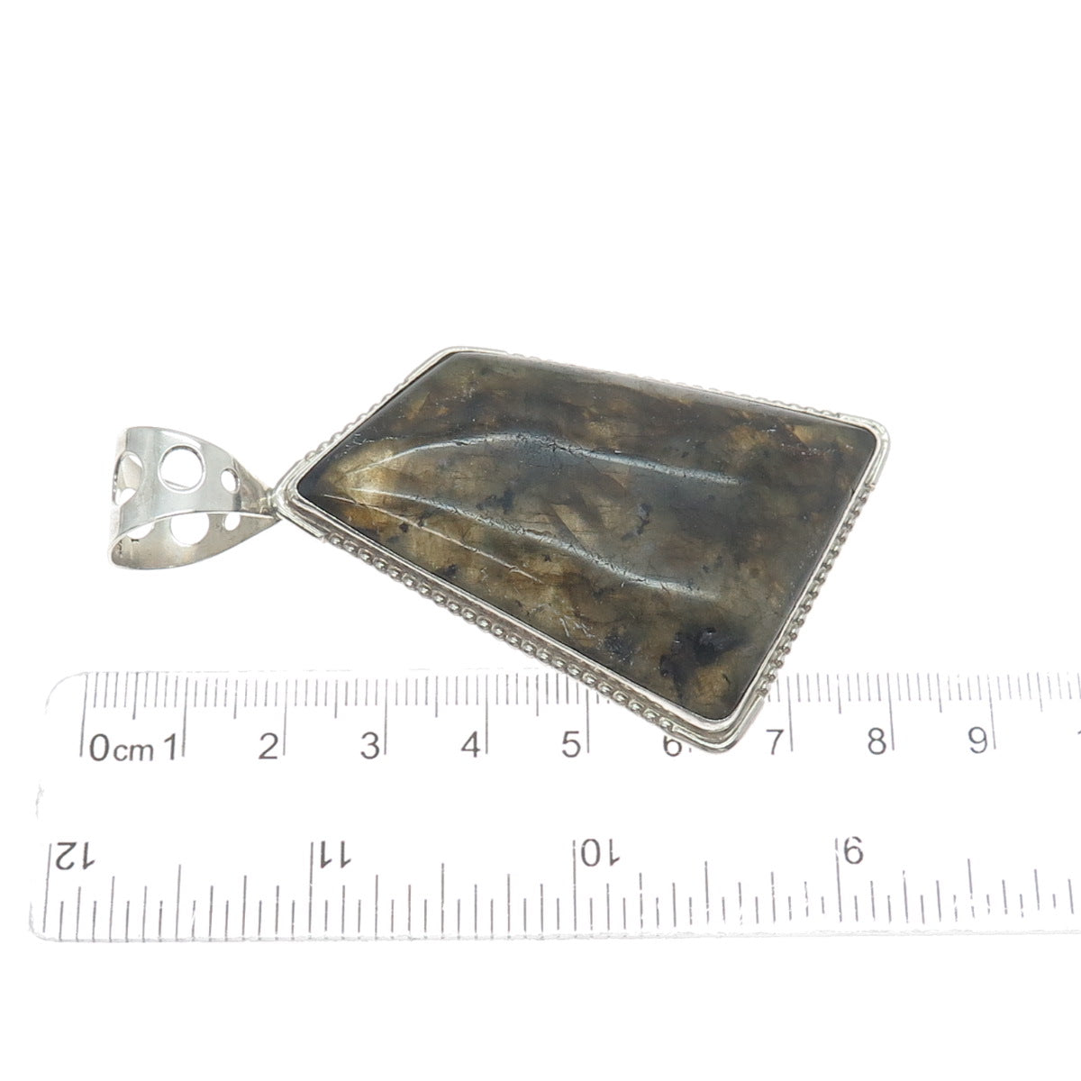 JAY KING DESERT ROSE Sterling Silver Vintage Real Labradorite Modernist Pendant