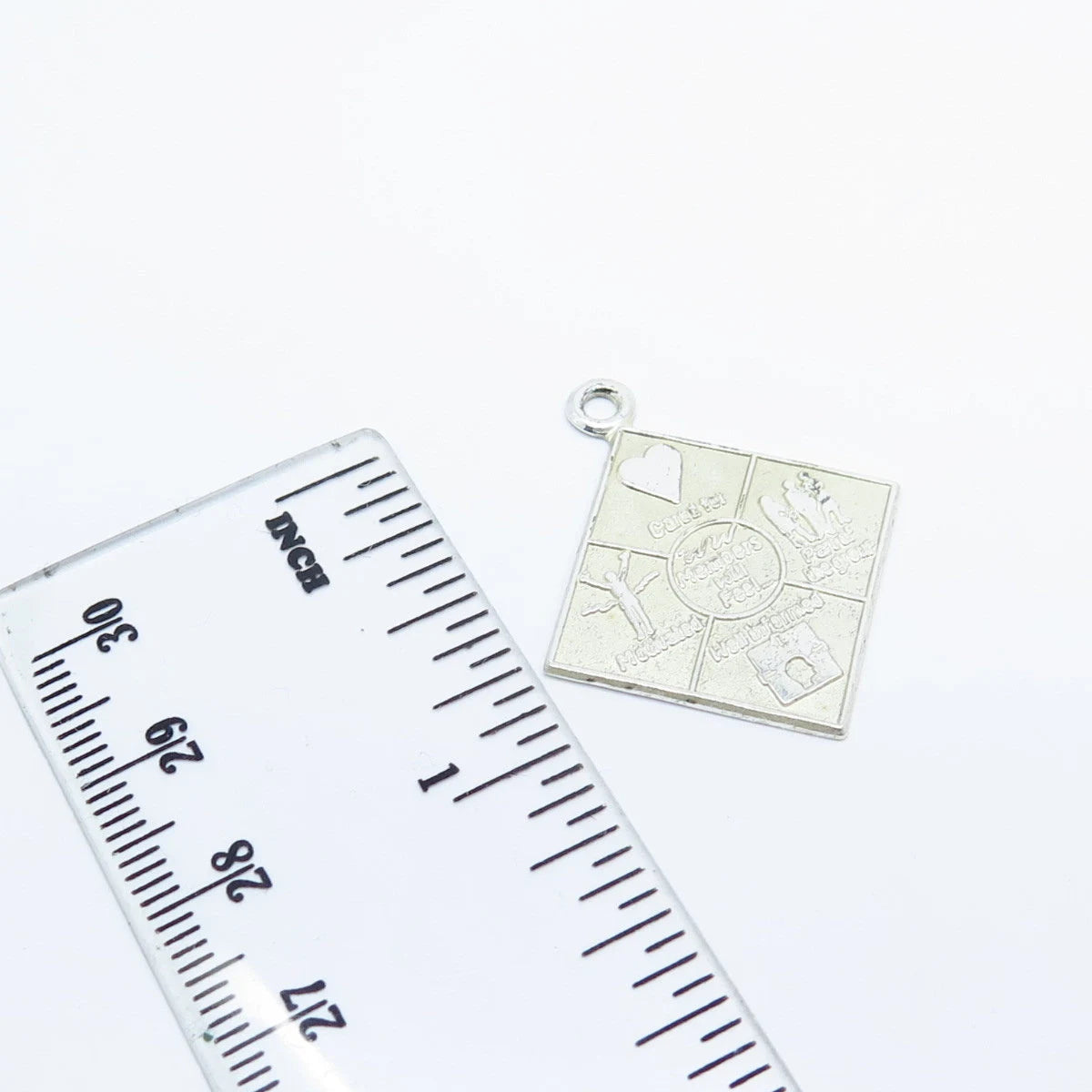 925 Sterling Silver Vintage "Members Will Feel" Inspirational Pendant