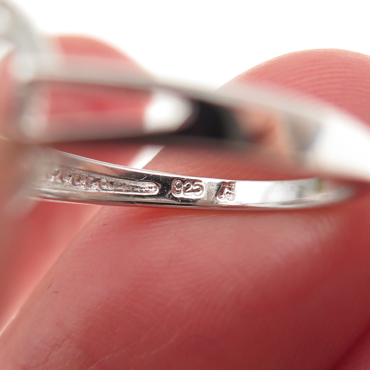 925 Sterling Silver Real Round-Cut Diamond Fleur de Lis Ring Size 6.75