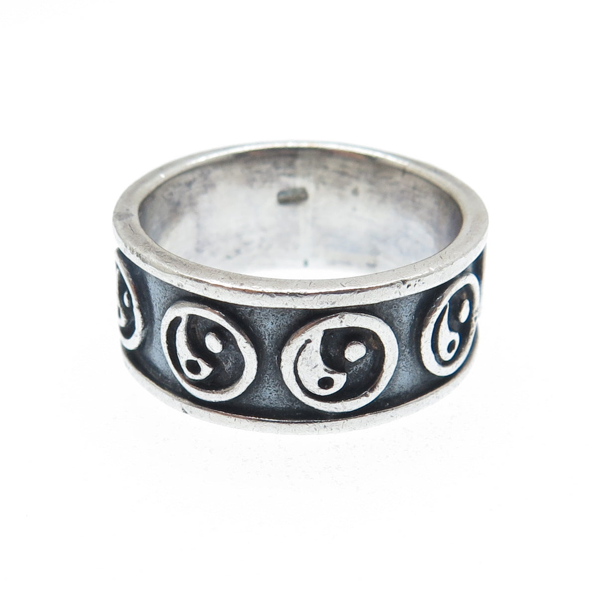 925 Sterling Silver Vintage Yin Yang Oxidized Band Ring Size 8