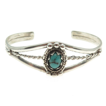 Old Pawn 925 Sterling Silver Vintage Kingman Turquoise Adjustable Bracelet 5.75"
