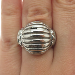 925 Sterling Silver Vintage Ribbed Domed Ring Size 6.25