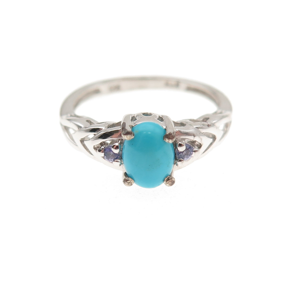 Chuck Clemency 925 Sterling Silver Real Turquoise & Tanzanite Ring Size 6