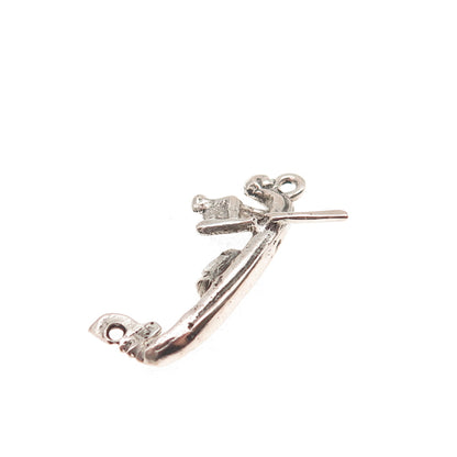 925 Sterling Silver Vintage Venetian Gondola Oxidized Charm Pendant