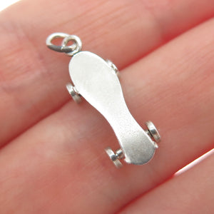 925 Sterling Silver Antique Art Deco Skateboard 3D Charm Pendant