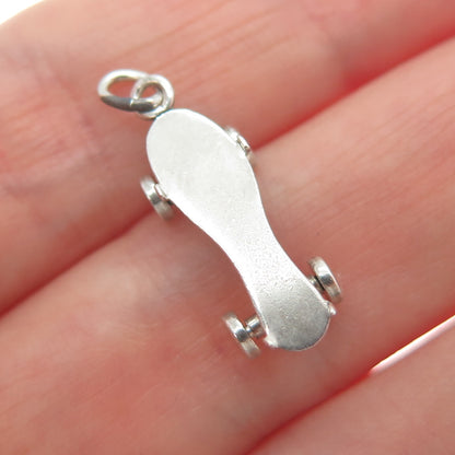925 Sterling Silver Antique Art Deco Skateboard 3D Charm Pendant