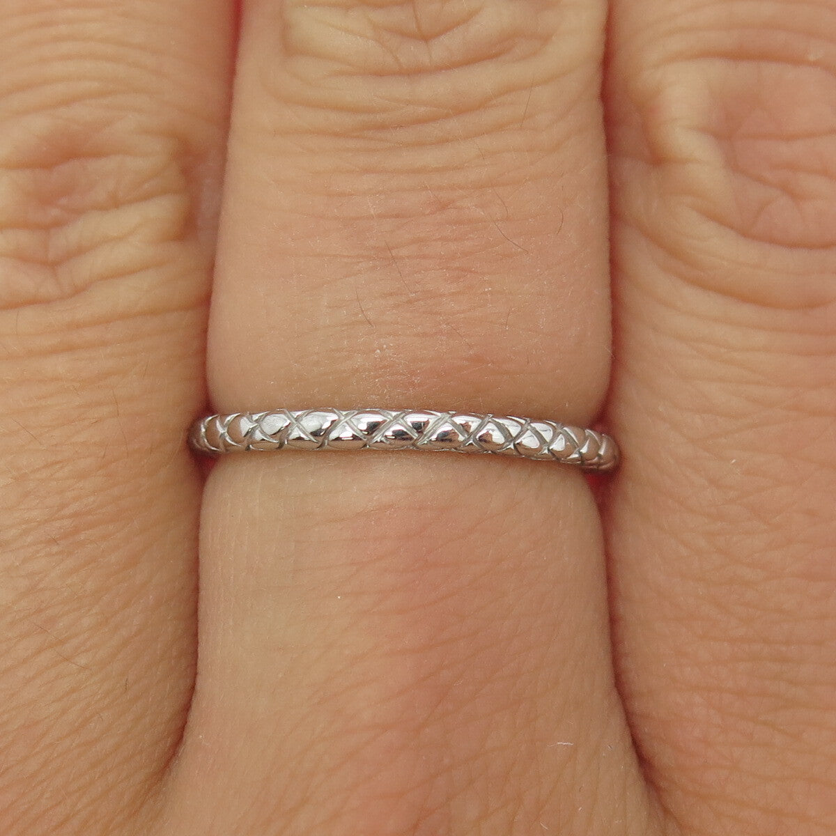 925 Sterling Silver Wicker Band Ring Size 7