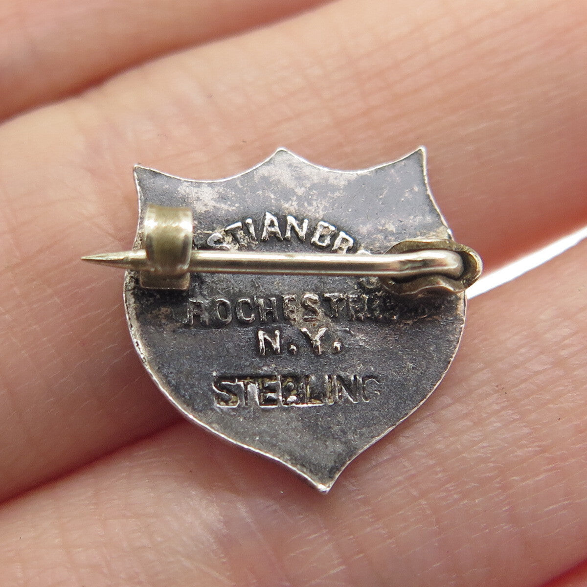 BASTIAN BROTHERS 925 Sterling Silver Antique Enamel 1909 WDC University Brooch