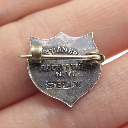 BASTIAN BROTHERS 925 Sterling Silver Antique Enamel 1909 WDC University Brooch