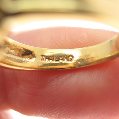 KEN CRAFTS Sterling Silver Gold Plated Real Oval-Cut Smoky Quartz Ring Size 6