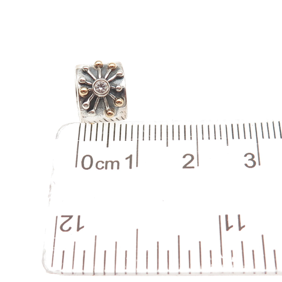 PANDORA 925 Sterling Silver Gold C Z Desert Star Slide Bead Charm