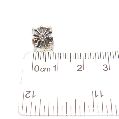 PANDORA 925 Sterling Silver Gold C Z Desert Star Slide Bead Charm