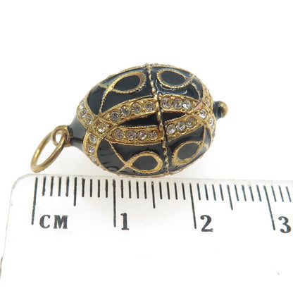 RAFKA Retired Sterling Silver Vermeil Enamel Rhinestone Easter Egg Charm Pendant