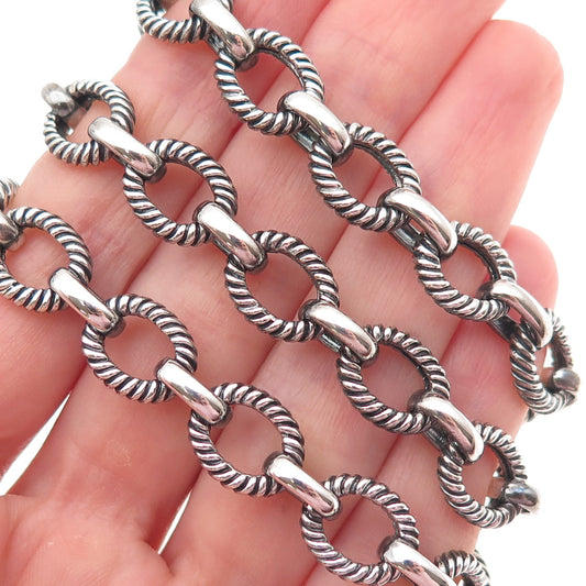 MICHELLE ALBALA 925 Sterling Silver Vintage Oxidized Cable Chain Necklace 18"