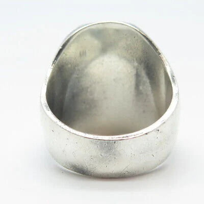 925 Sterling Silver Vintage Abstract Face Real Tiger Eye Gemstone Ring Size 9