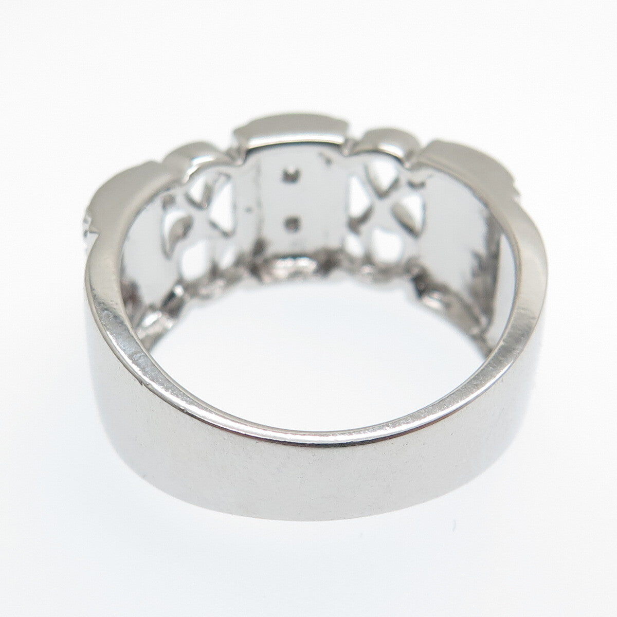925 Sterling Silver Real Diamond Accent Ornate Ring Size 8.25