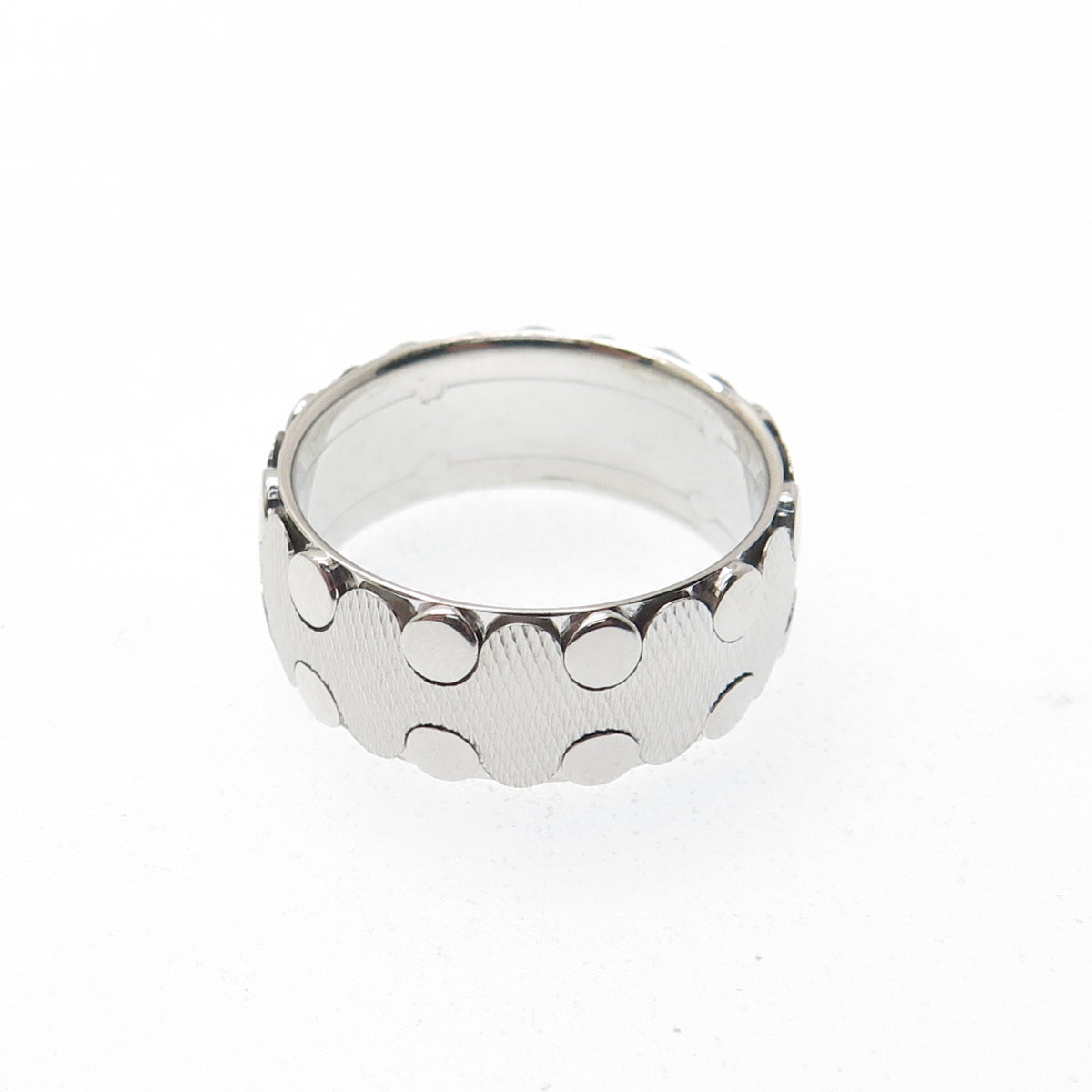 NEOS 925 Sterling Silver Textured Dotted Band Ring Size 8.75