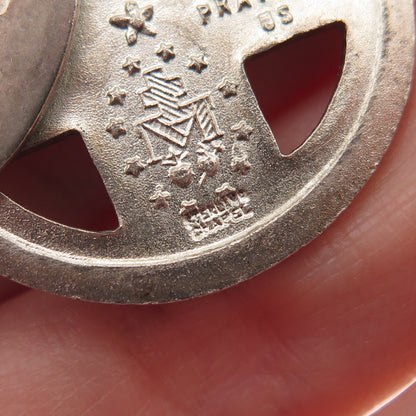 CHAPEL Sterling Antique Enamel Land Sea Air Four-Way Cross Medal Slide Pendant