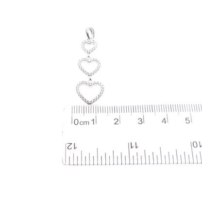 FD FELICIA DESIGN 925 Sterling Silver Round-Cut C Z Graduated Heart Pendant