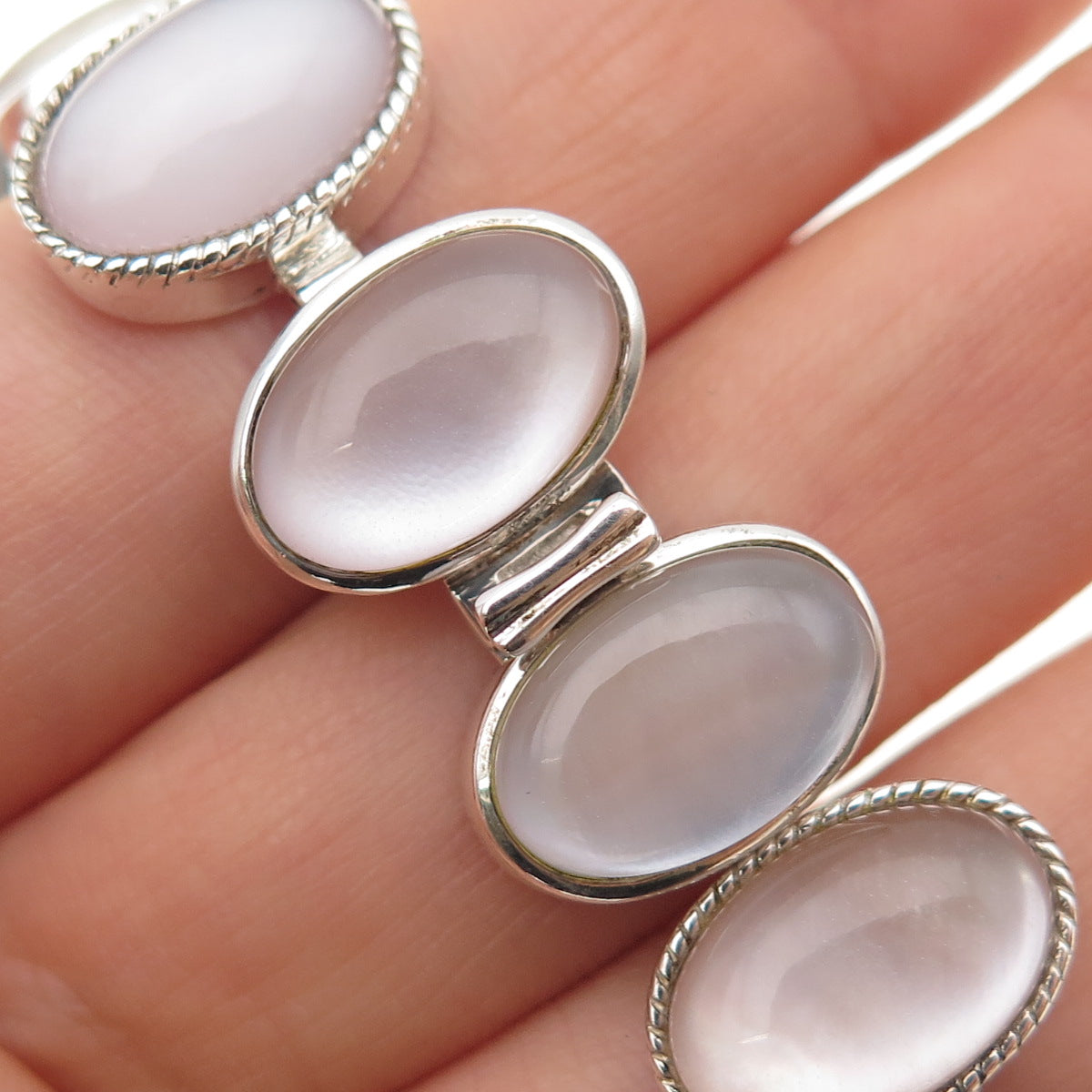 Whitney Kelly 925 Sterling Silver Vintage Real MOP Bracelet 7.25"