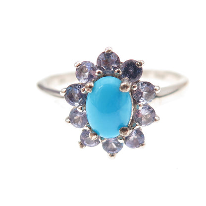 Chuck Clemency 925 Sterling Real Sleeping Beauty Turquoise Tanzanite Ring Size 8