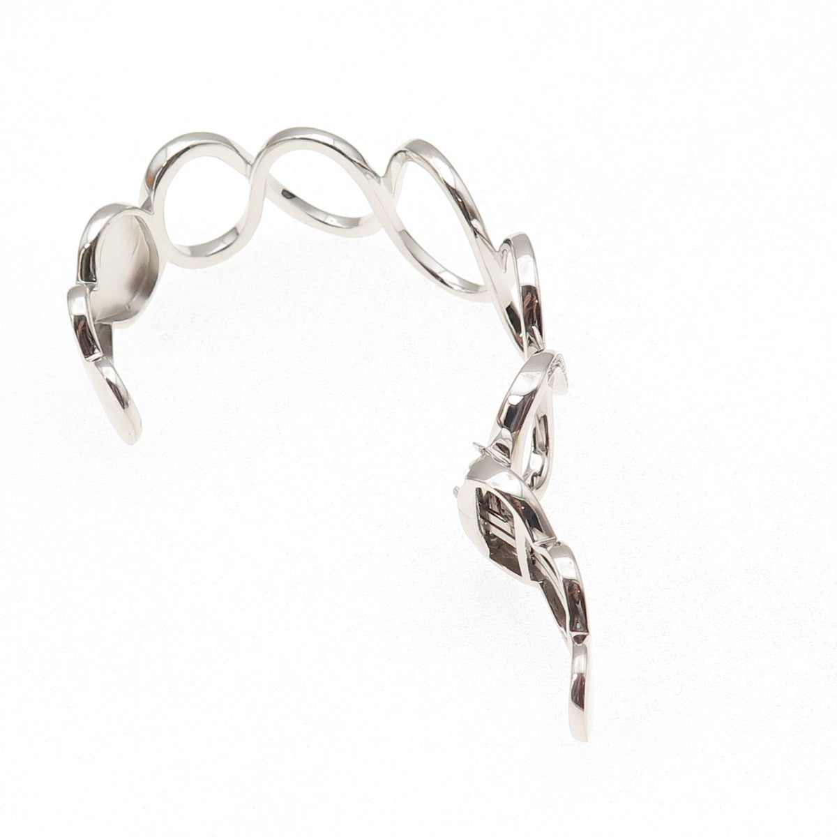 Sun 925 Sterling Silver Round-Cut C Z Infinity Link Adjustable Bracelet 6.25"