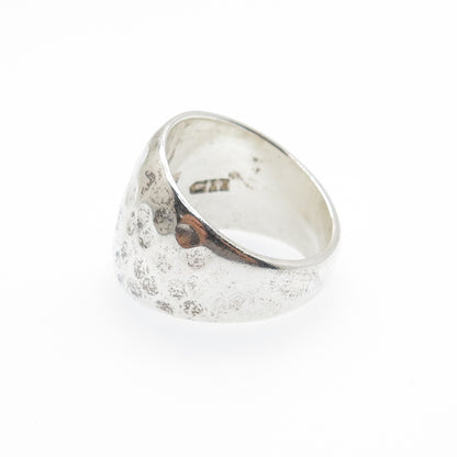 925 Sterling Silver Vintage CII Mexico Modernist Hammered Ring Size 8