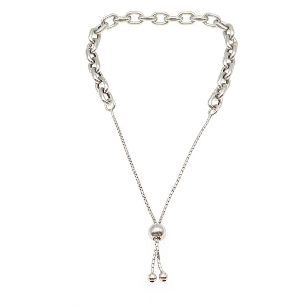 Milor 925 Sterling Silver Italy Cable Link Adjustable Bolo Bracelet 7-10"
