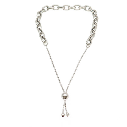 Milor 925 Sterling Silver Italy Cable Link Adjustable Bolo Bracelet 7-10"