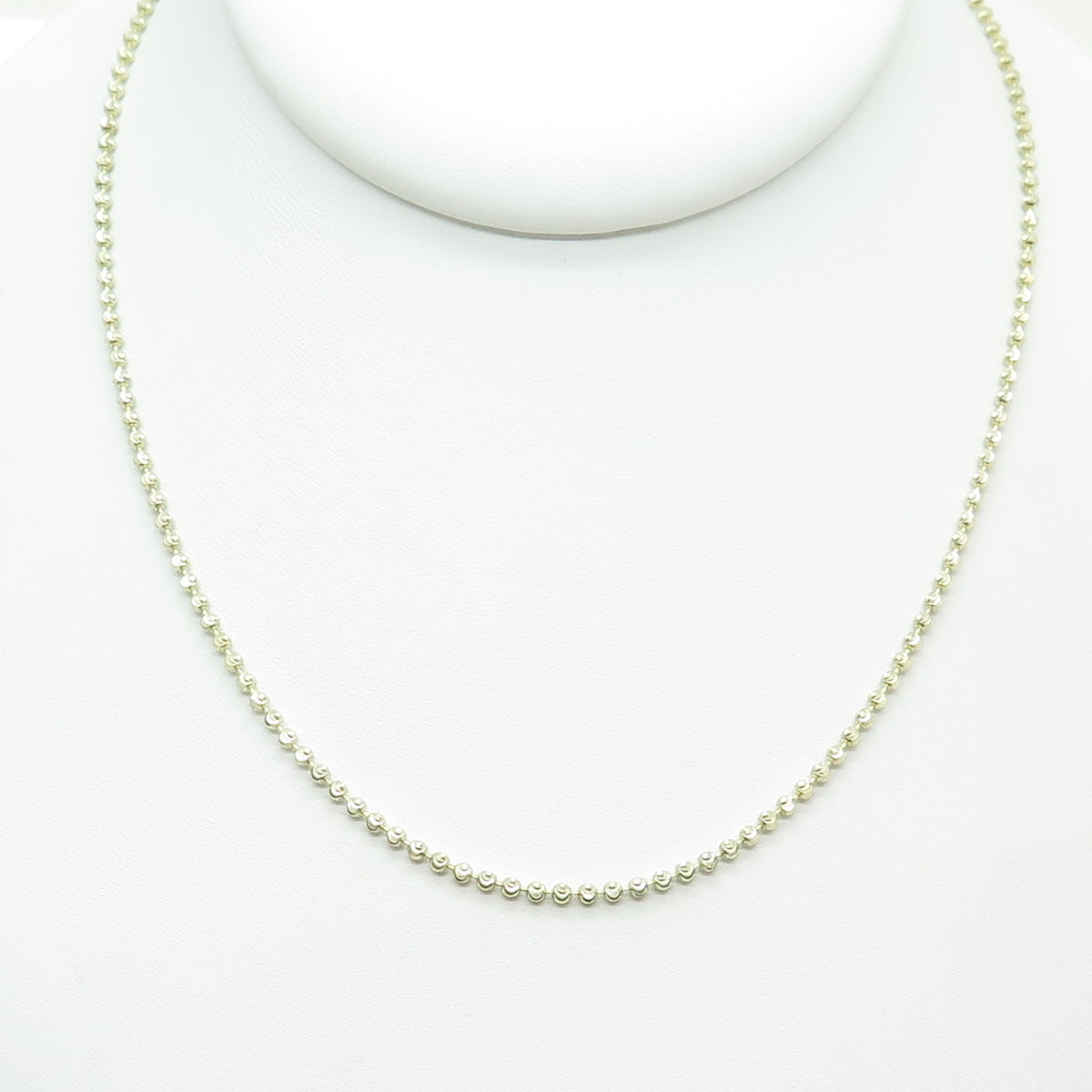 P. LUX 925 Sterling Silver Gold Plated Diamond-Cut Beaded Chain Necklace 22"