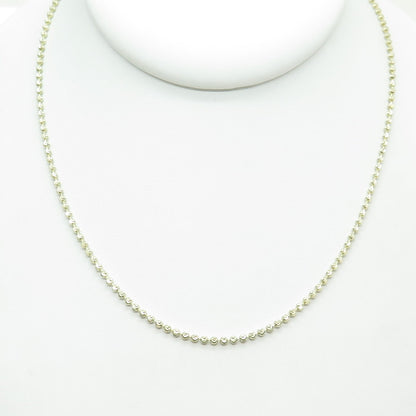 P. LUX 925 Sterling Silver Gold Plated Diamond-Cut Beaded Chain Necklace 22"