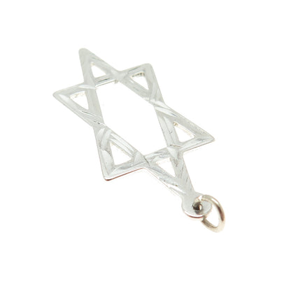 925 Sterling Silver Vintage Star of David Judaica Engraved Pendant