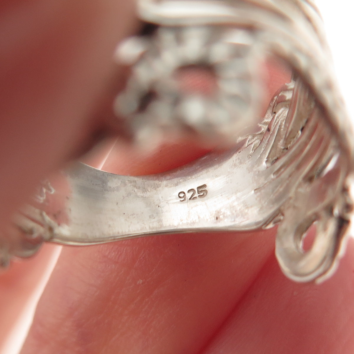 925 Sterling Silver Vintage Real Tanzanite Swirl Oxidized Ring Size 8.5