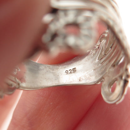 925 Sterling Silver Vintage Real Tanzanite Swirl Oxidized Ring Size 8.5
