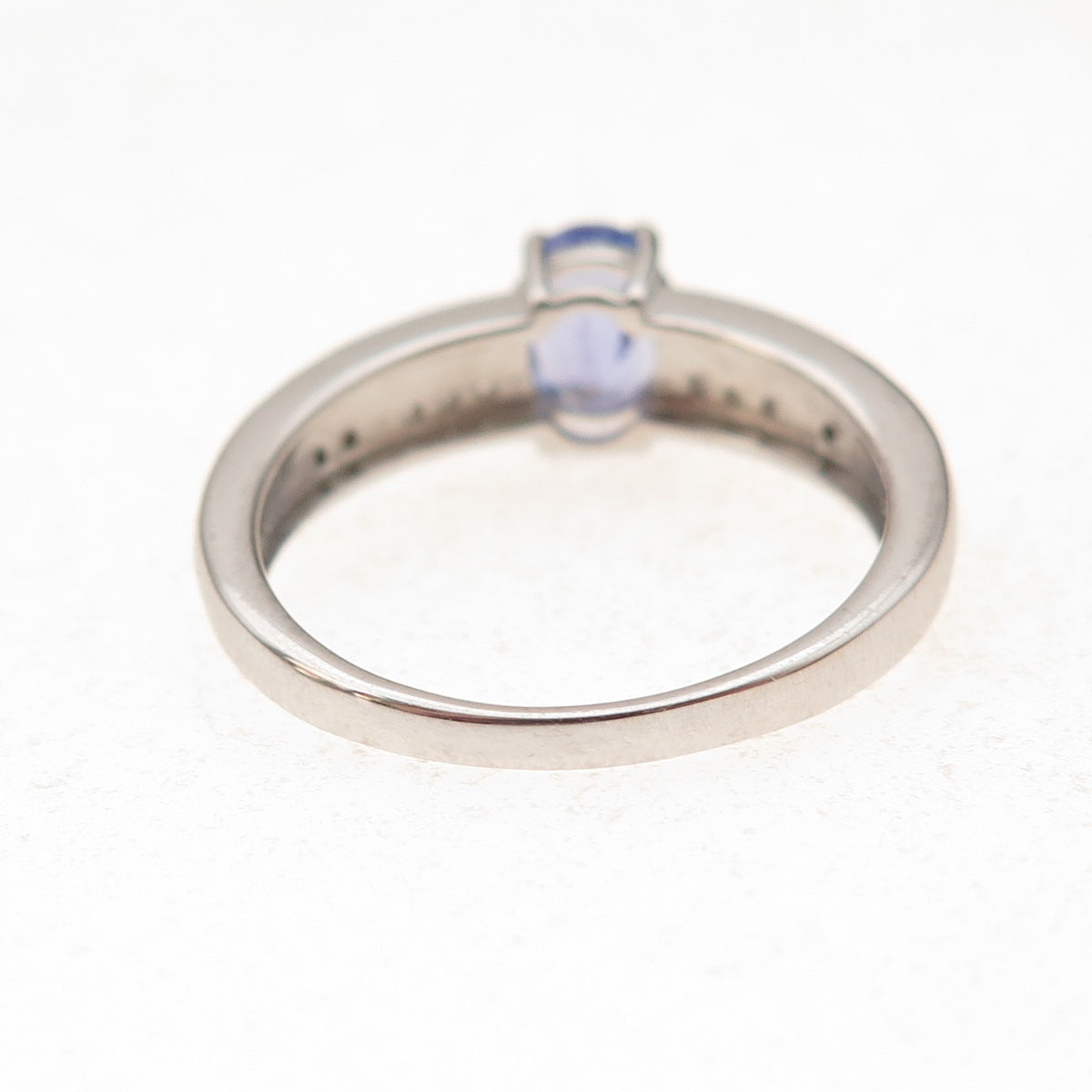 925 Sterling Silver Real Tanzanite & White Topaz Ring Size 8