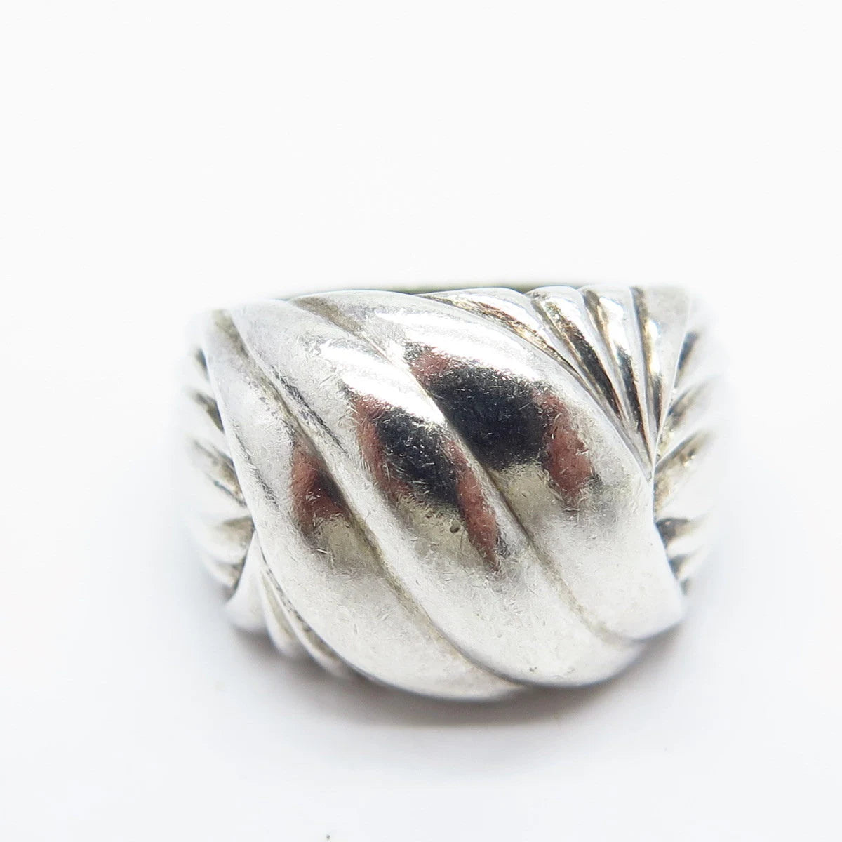 925 Sterling Silver Vintage Ribbed Ring Size 7.25