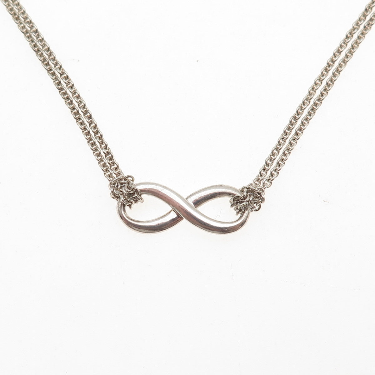 Tiffany & Co. 925 Sterling Silver Vintage Infinity 2-Strand Chain Necklace 16"