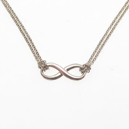 Tiffany & Co. 925 Sterling Silver Vintage Infinity 2-Strand Chain Necklace 16"