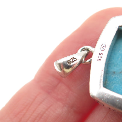 BOMA 925 Sterling Silver Vintage Real Morenci Turquoise Charm Pendant