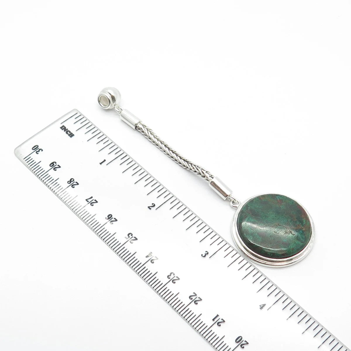 950 Silver Vintage Real Eilat Gemstone Fob Key Chain