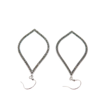925 Sterling Silver Real Marcasite Modernist Dangle Earrings
