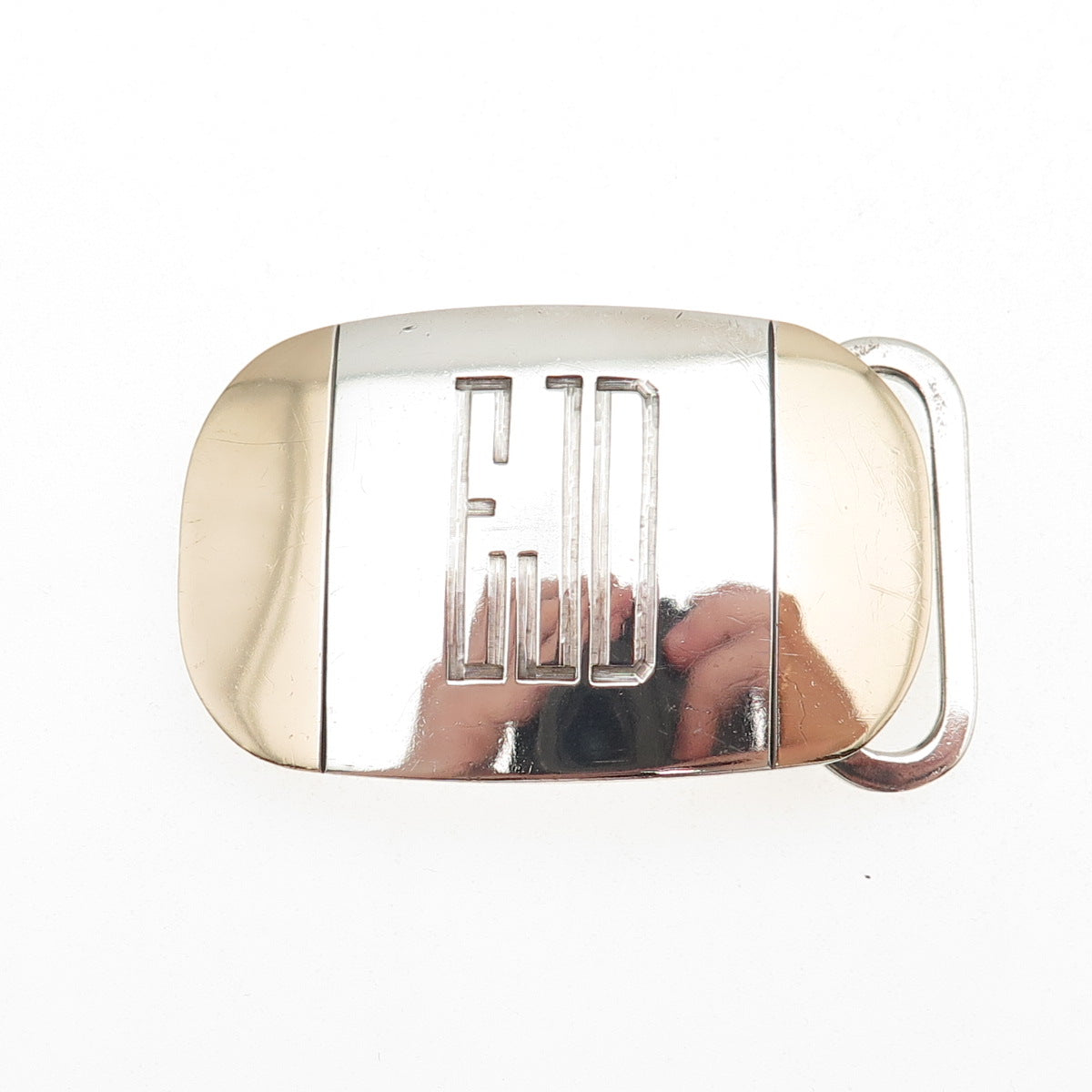 Tiffany & Co. 925 Sterling Silver 14K Gold Vintage EJD Monogram Belt Buckle