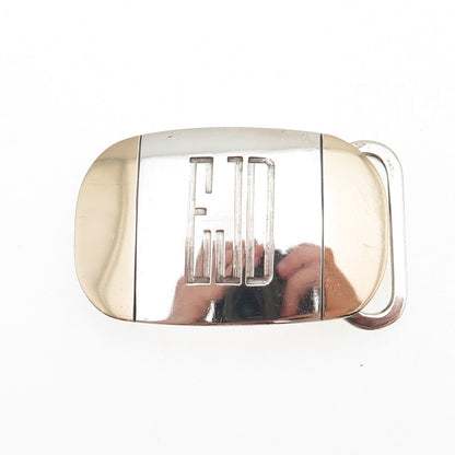 Tiffany & Co. 925 Sterling Silver 14K Gold Vintage EJD Monogram Belt Buckle