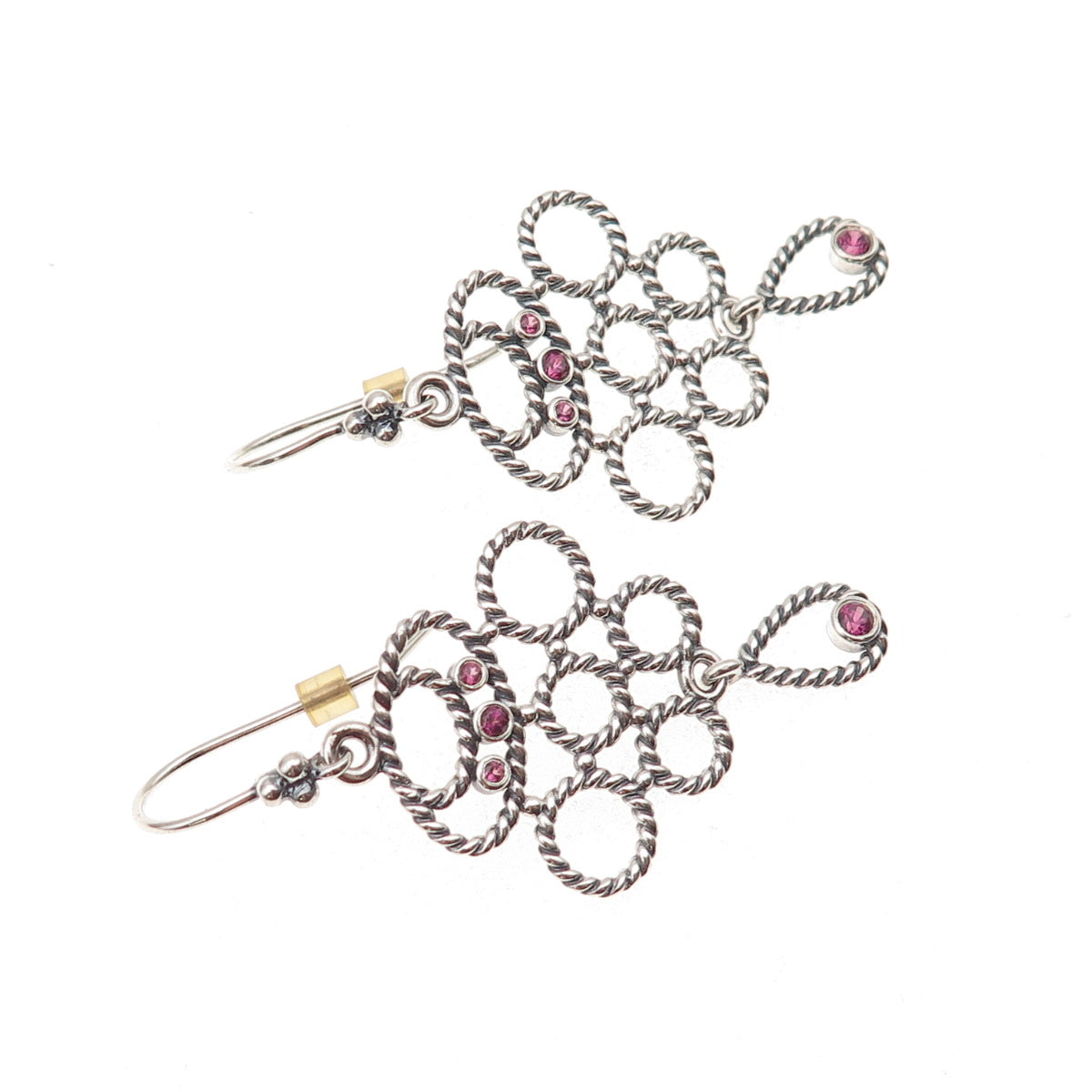 Pandora 925 Sterling Silver Real Amethyst Romance Dangle Earrings