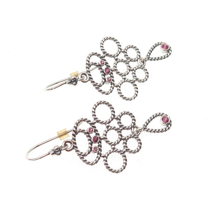 Pandora 925 Sterling Silver Real Amethyst Romance Dangle Earrings