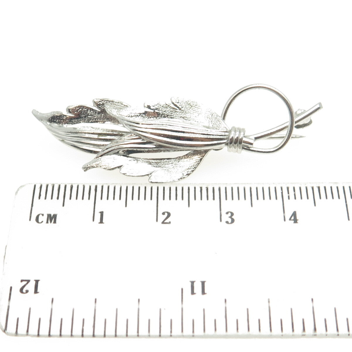 TRU-KAY 925 Sterling Silver Vintage Leaf Floral Pin Brooch