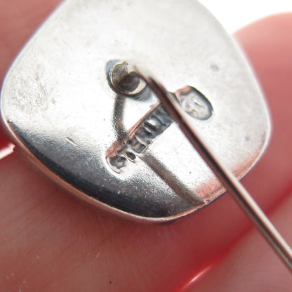 Old Pawn Sterling Silver Vintage Southwestern Flower Oxidized Tribal Lapel Pin