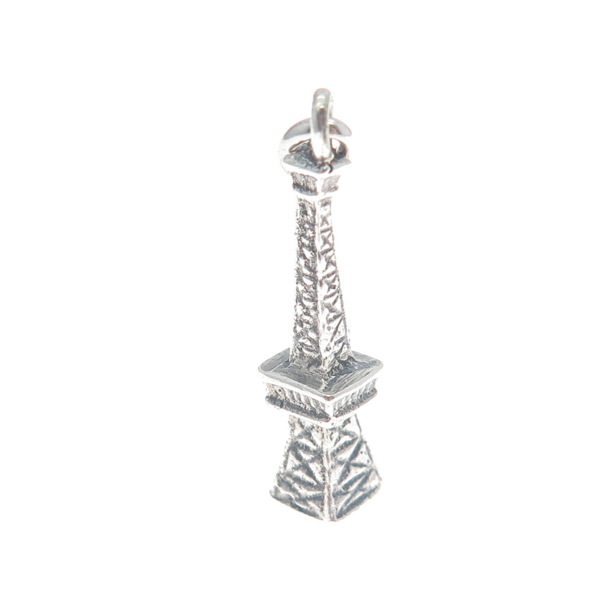 925 Sterling Silver Vintage Eiffel Tower Oxidized Minimalist 3D Charm Pendant