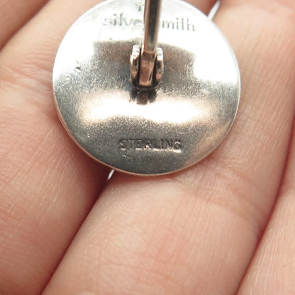 925 Sterling Silver Vintage Silversmith Striped Round Cufflinks